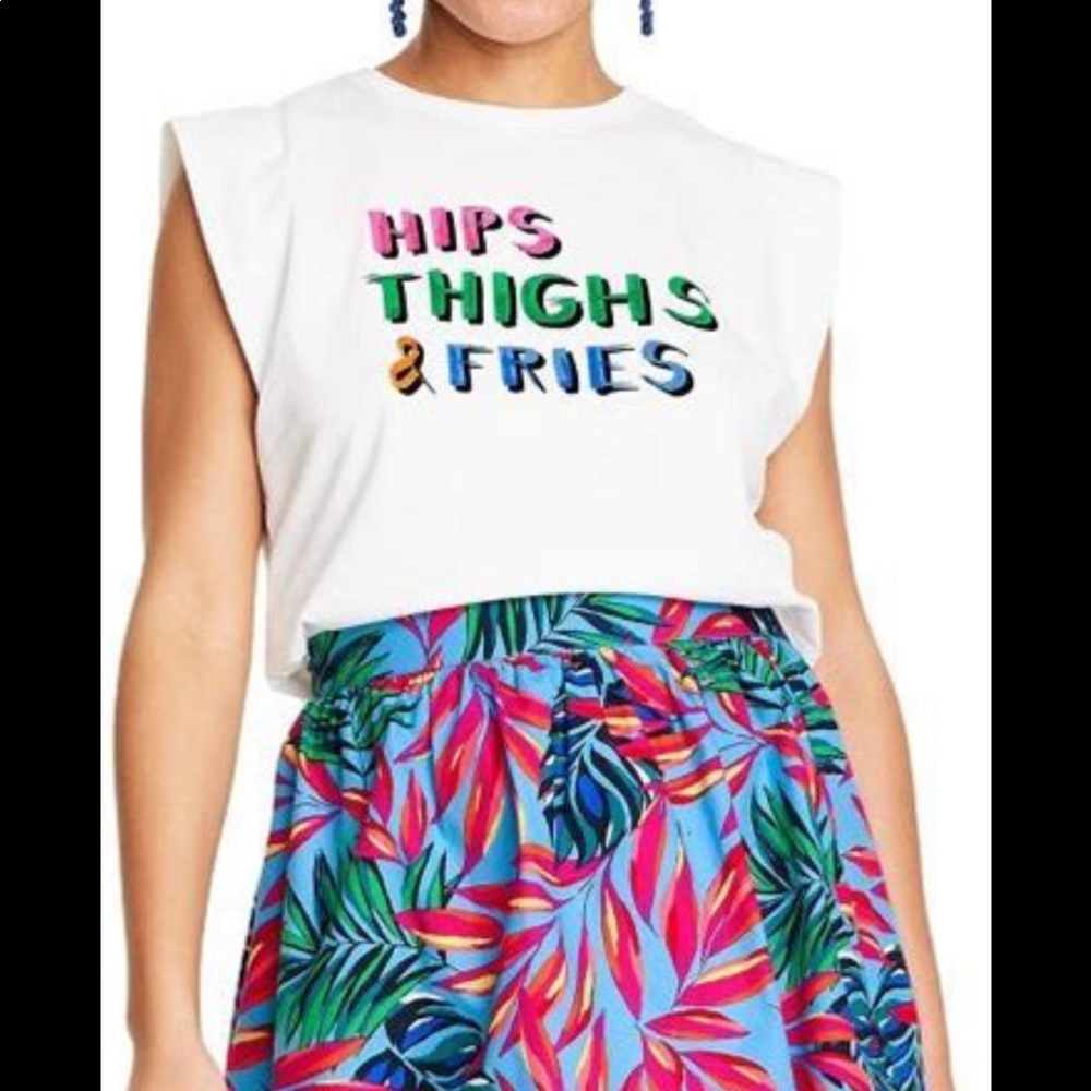 Tabitha Brown for Target Hips Thighs & Fries Graphic White Tank Top T-Shirt.